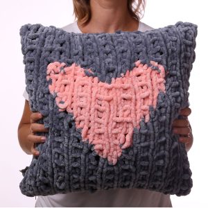 gray heart pillow