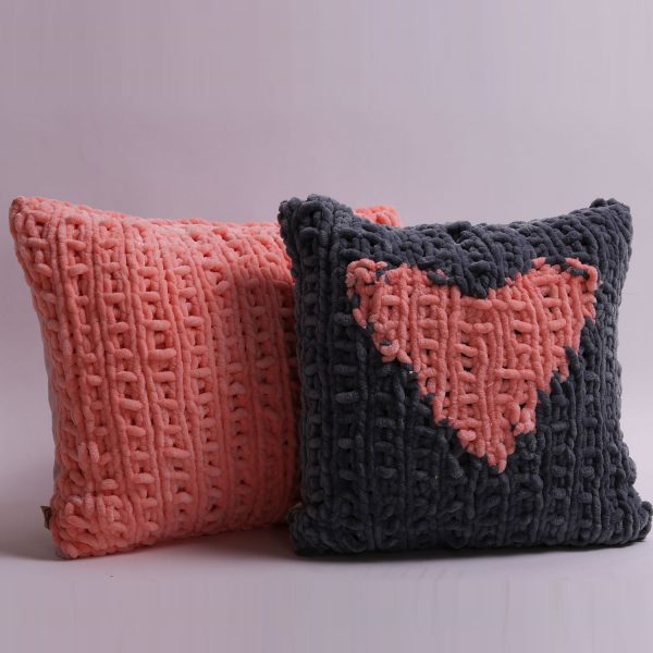 gray heart pillow