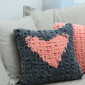 gray heart pillow