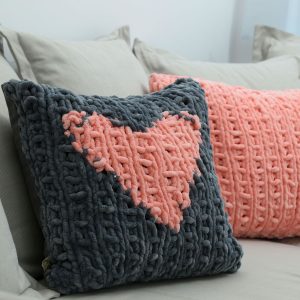 gray heart pillow