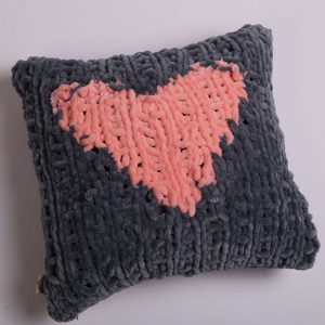 gray heart pillow