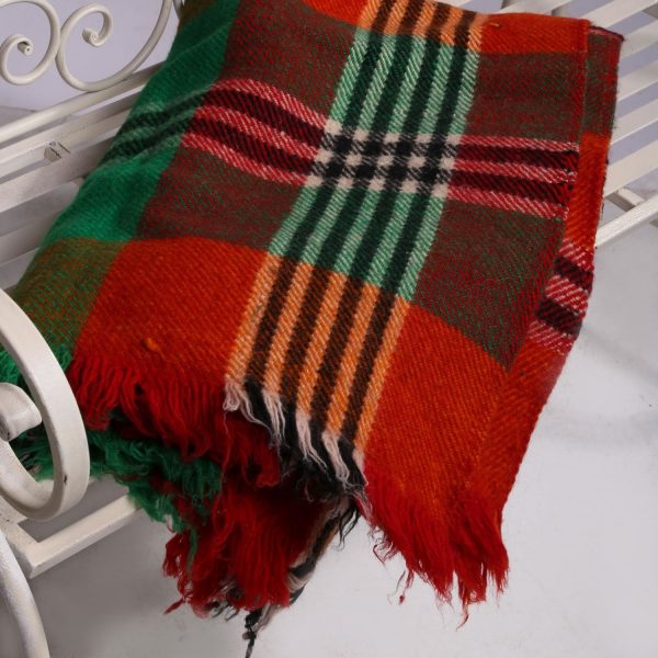 Vintage multi color square wool blanket