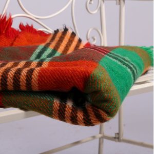 Vintage multi color square wool blanket