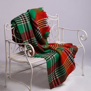 Vintage multi color square wool blanket