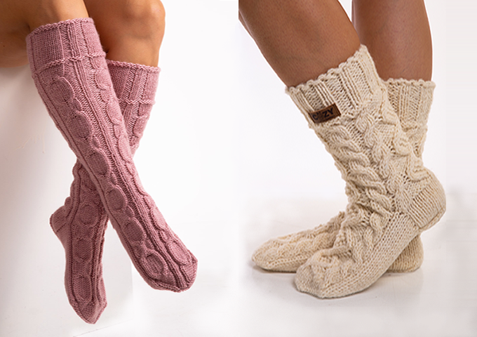 Hand Knitted Cozy Socks