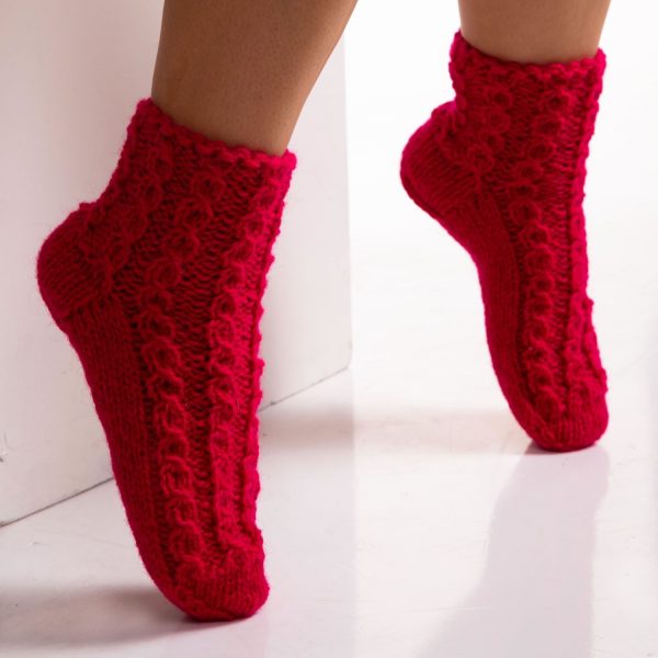 Raspberry Short Wool Socks