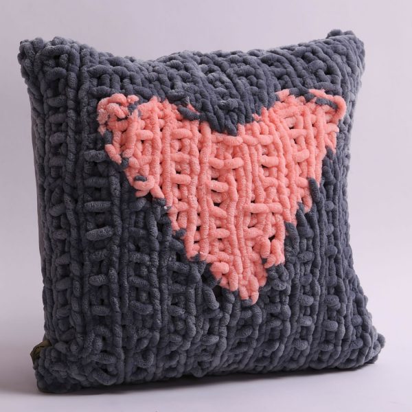 gray heart pillow