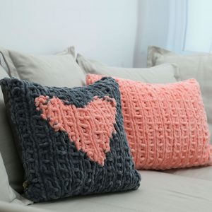 gray heart pillow