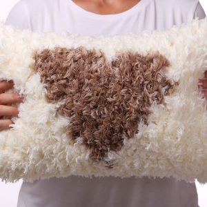 hand knit brown heart pillow