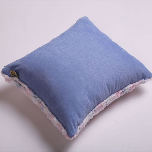 blue melange knit pillow
