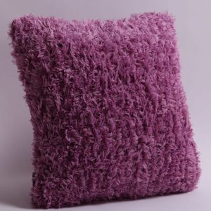 faux fur accent purple pillow