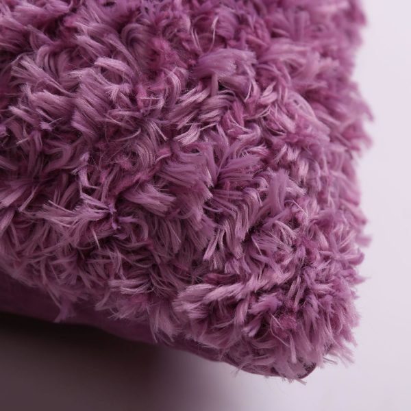 faux fur accent purple pillow