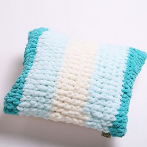 mint stripes hand knit pillow