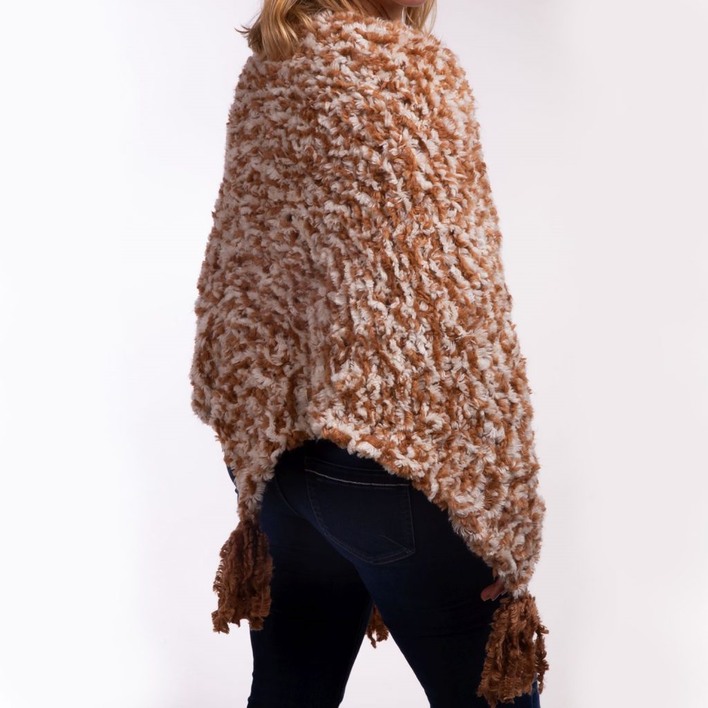 Big hand knitted wool cloak shawl with tassels – Cozy With Grandma