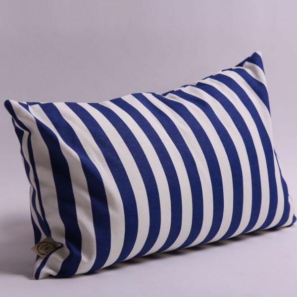 blue white stripped pillow