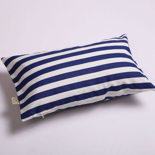 blue white stripped pillow