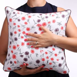 Brown and red flowers cushion