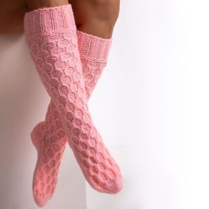 Candy pink yarn socks