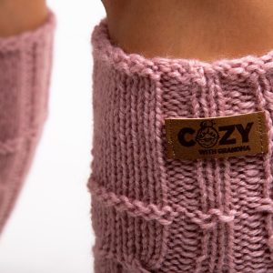 Dusty rose hand knit long socks