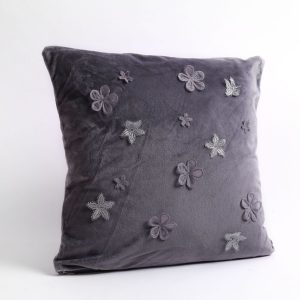 gray floral pillow