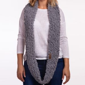 Gray hand knit scarf
