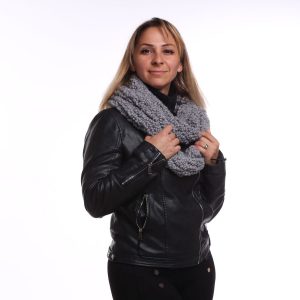 Gray hand knit scarf