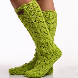 Long green yarn socks