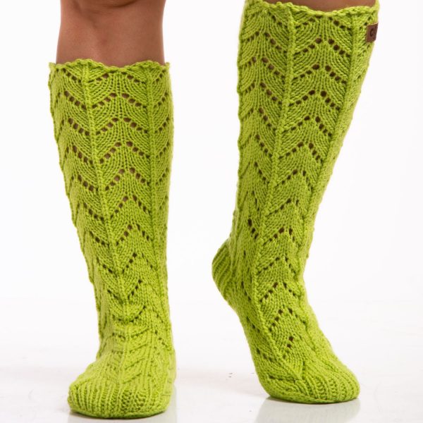 Long green yarn socks