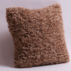 Fluffy yarn brown cushion