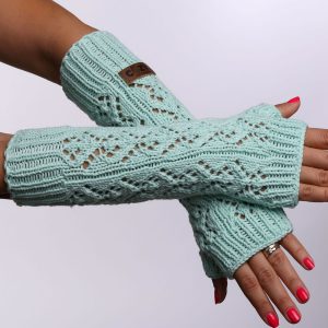 Turquoise cotton gloves