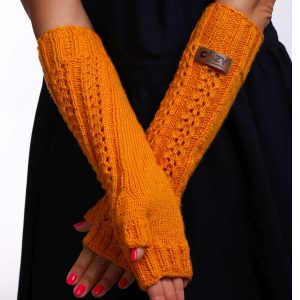 Orange soft autumn gloves