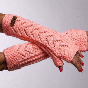 Hand knit warm long gloves