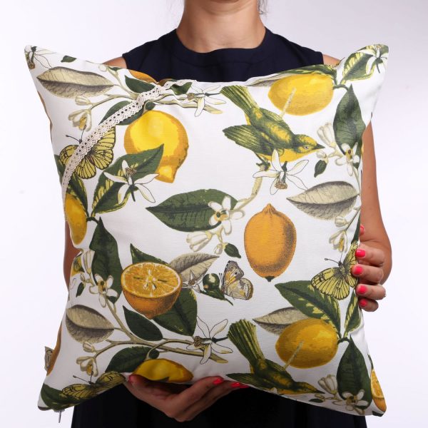 lemons and birds pillow