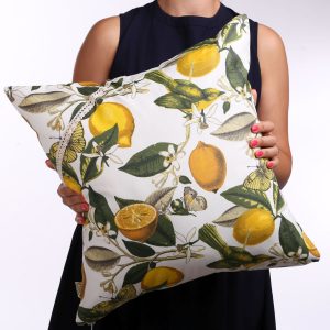 lemons and birds pillow