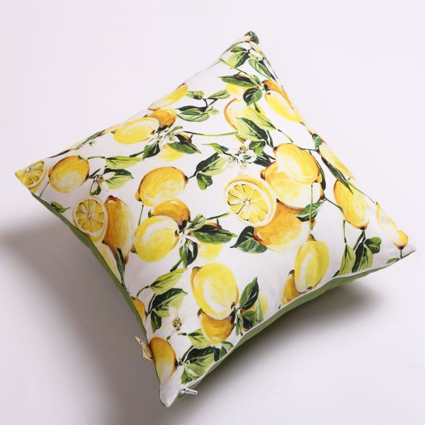 lemons yellow green cushion