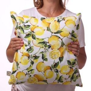 lemons yellow green cushion