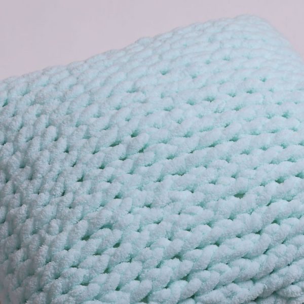 mint knitted pillow
