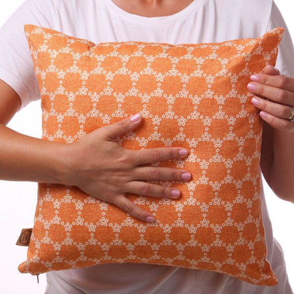 rhombus floral orange pillow