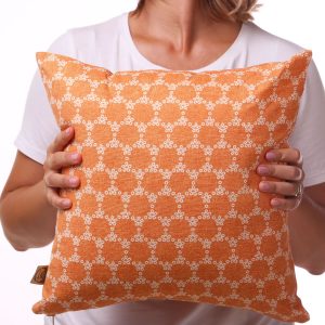 rhombus floral orange pillow