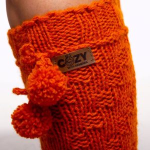 Orange handmade long socks