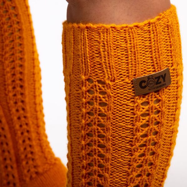 Long orange winter socks