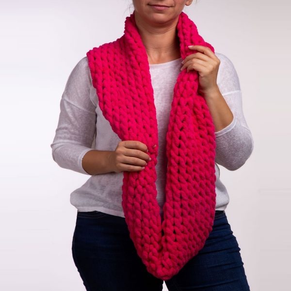 Pink knitted thick winter scarf