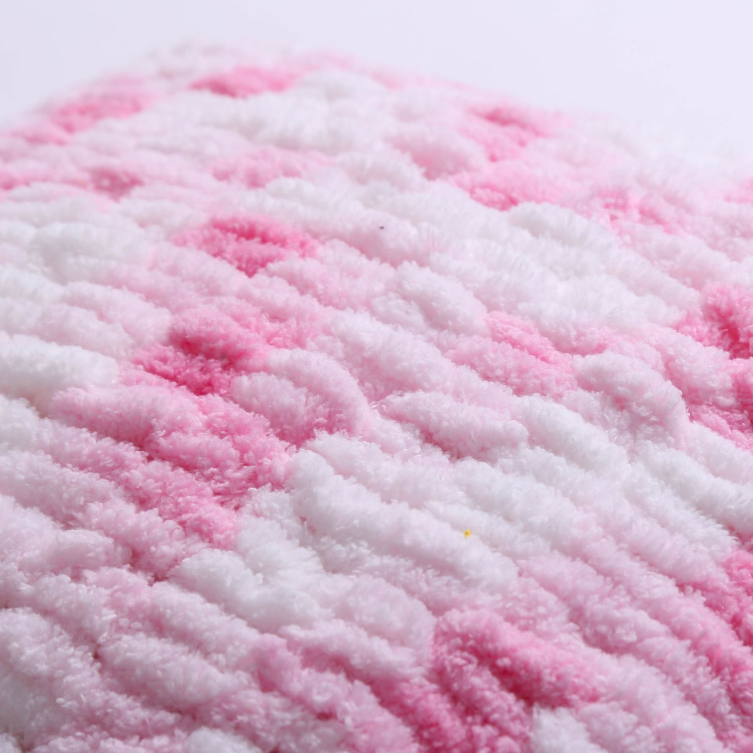 Pink plush pillow with pom poms – Cozy With Grandma