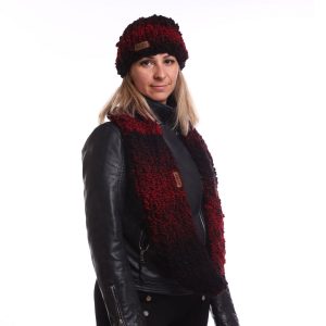 black and red thick scarf