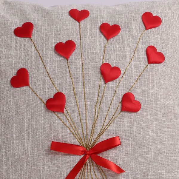 red hearts boquet pillow