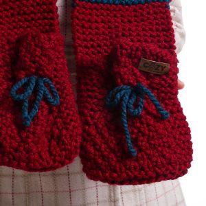 red and blue scarf hand knit