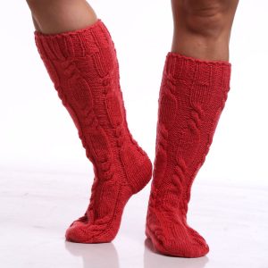 yarn knitted socks pink