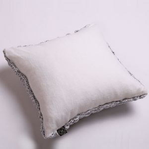 black and white knitted pillow
