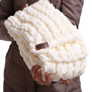 white fluffy cozy scarf