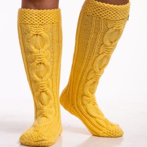 Yellow yarn long socks